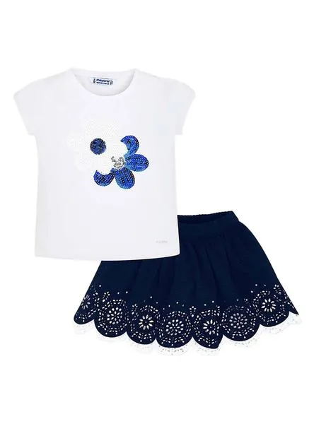 conjunto mayoral flor azul para niña