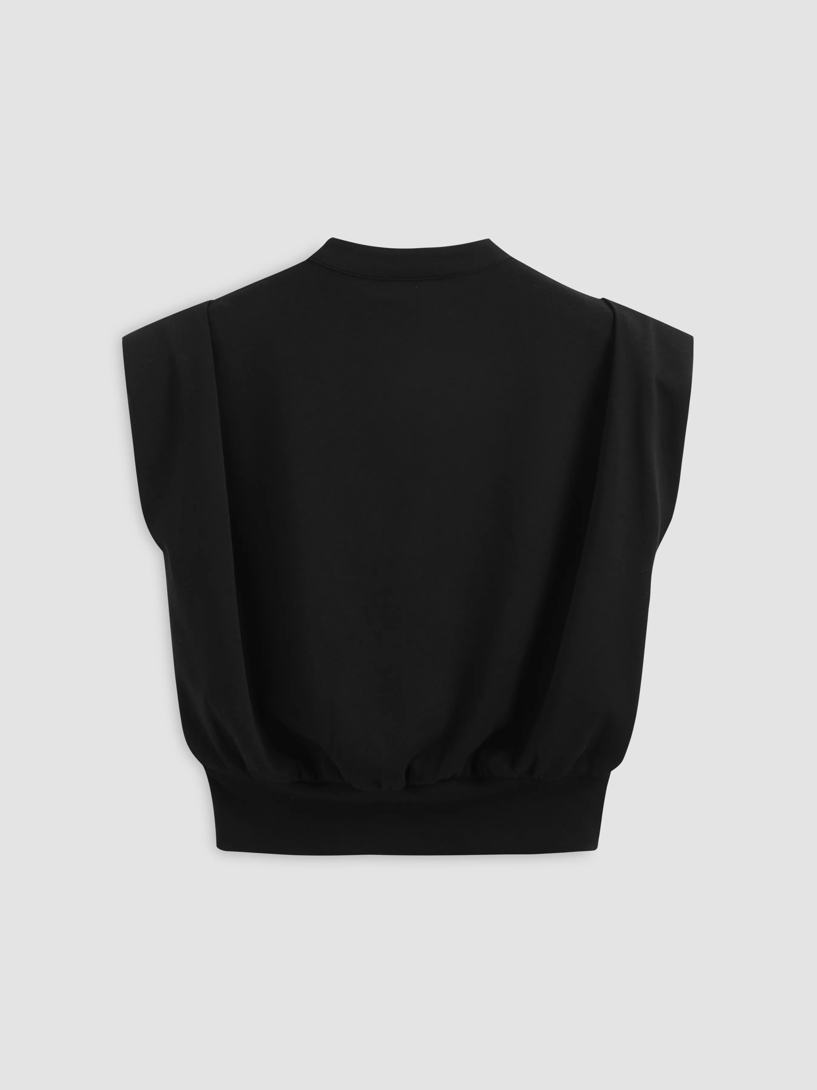 Crop Top Plisado de Cuello en V Sólido