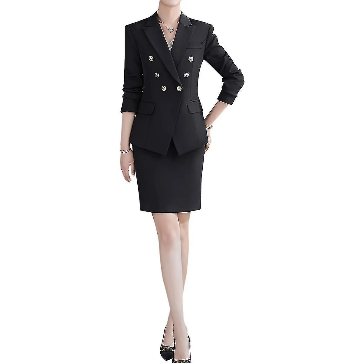 Damas Doble pecho adelgazante profesional Wear Pantalones / falda Traje