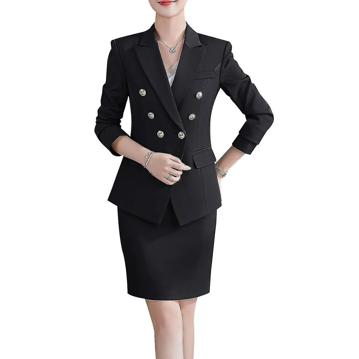 Damas Doble pecho adelgazante profesional Wear Pantalones / falda Traje