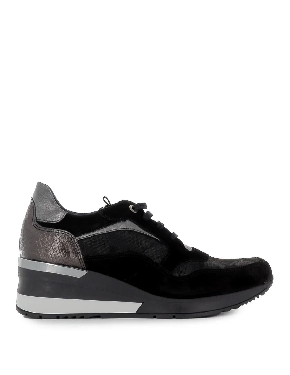 Deportiva casual con cremallera y cordones coco negro Dorking