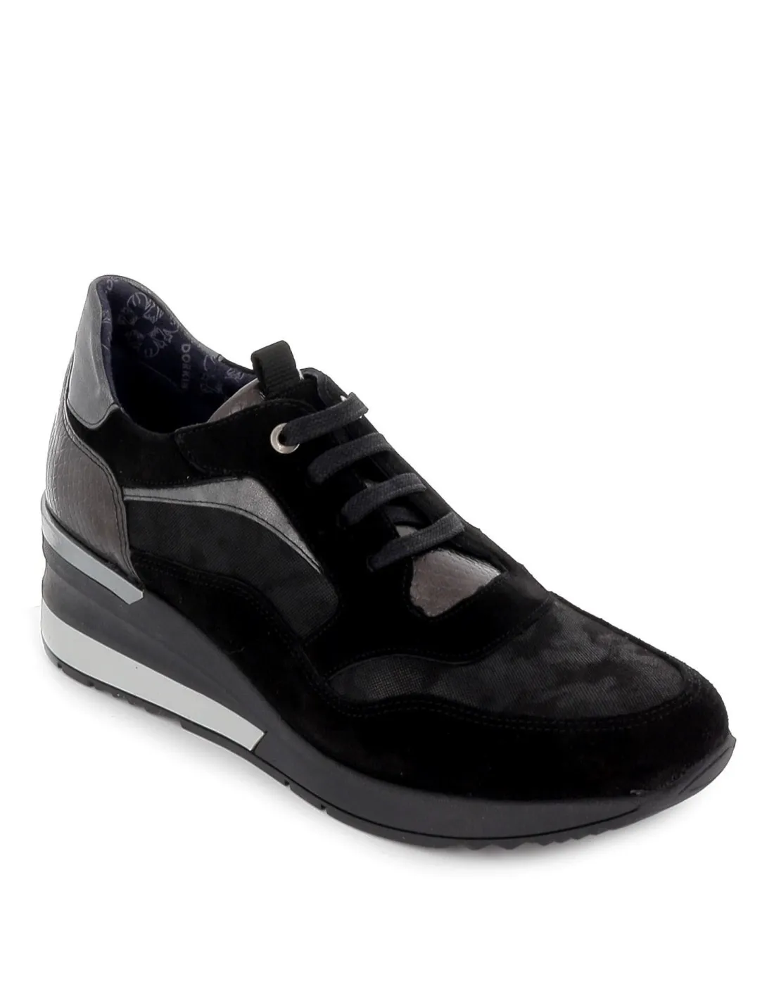 Deportiva casual con cremallera y cordones coco negro Dorking