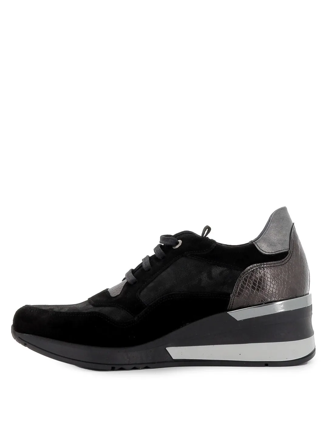 Deportiva casual con cremallera y cordones coco negro Dorking
