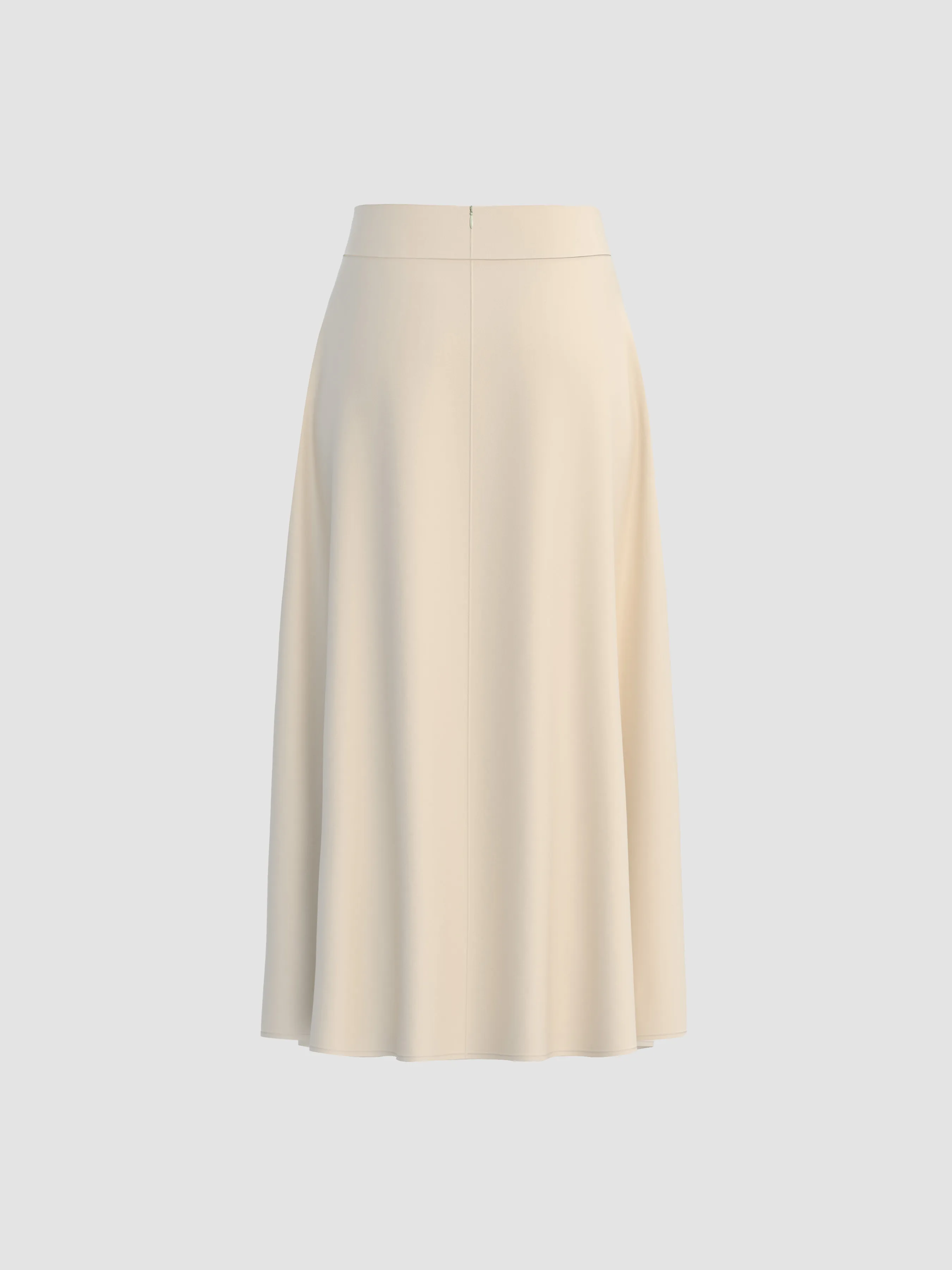  Falda Maxi de Raso con Volantes y Cintura Alta en Color Sólido