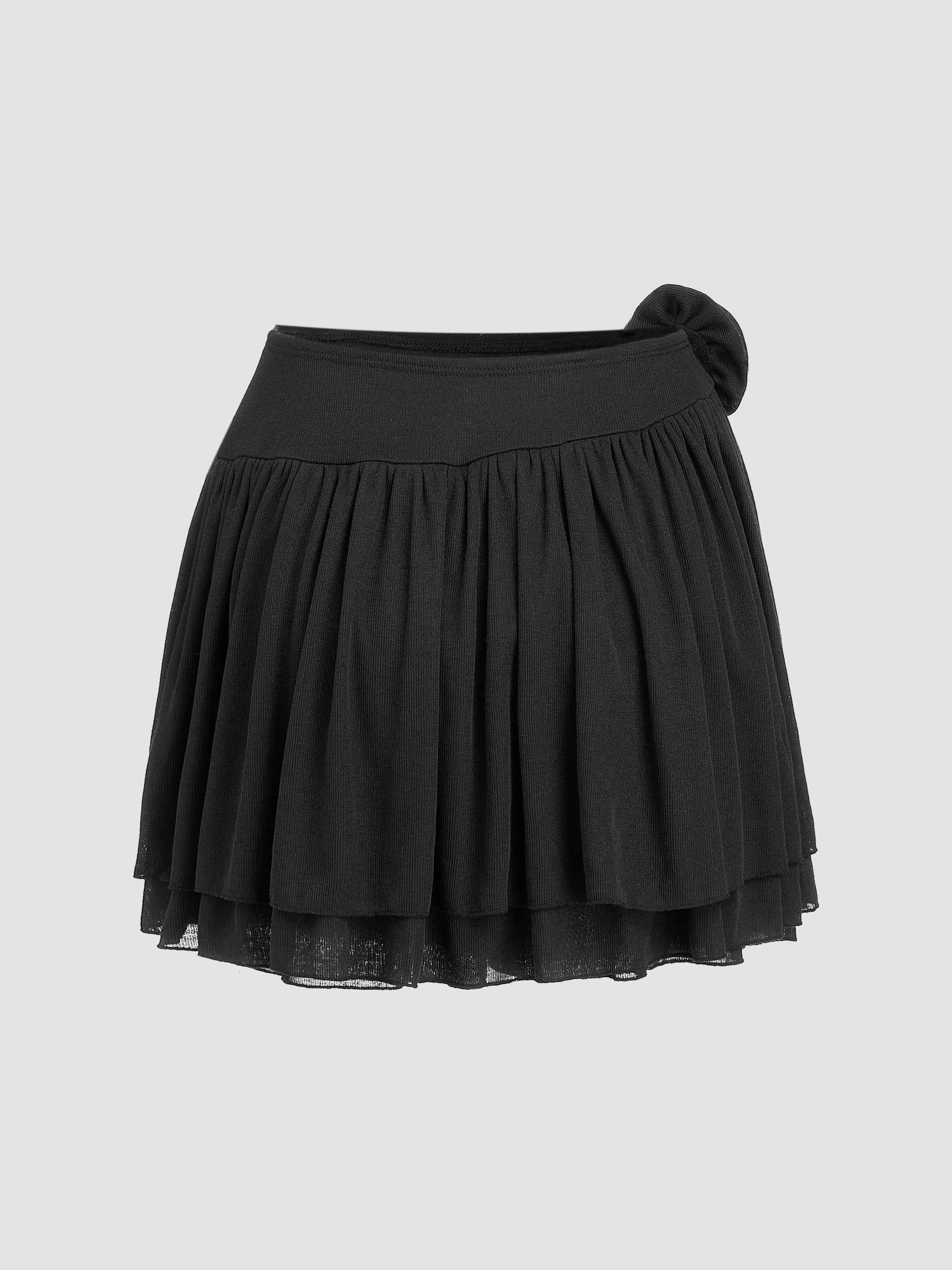  Falda pantalón de encaje plisado con decoración de rosa de cintura media