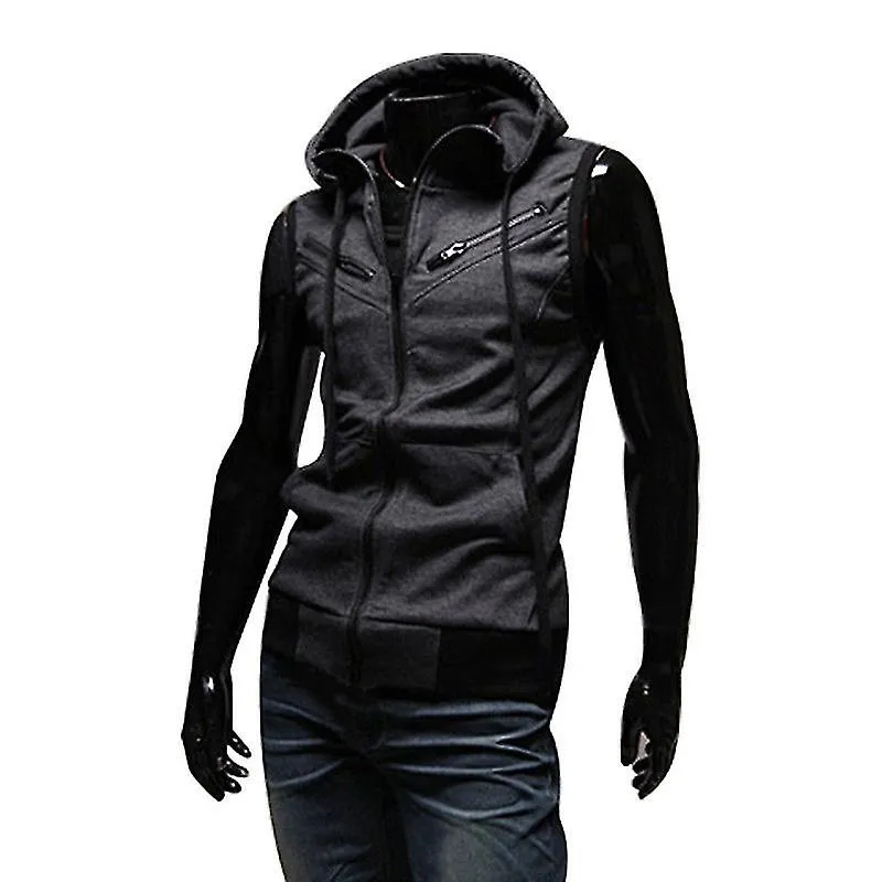 Hombres sin mangas camisetas sin mangas con capucha Zip Up Hoodie Summer Casual Gym Sweatshirt Vest