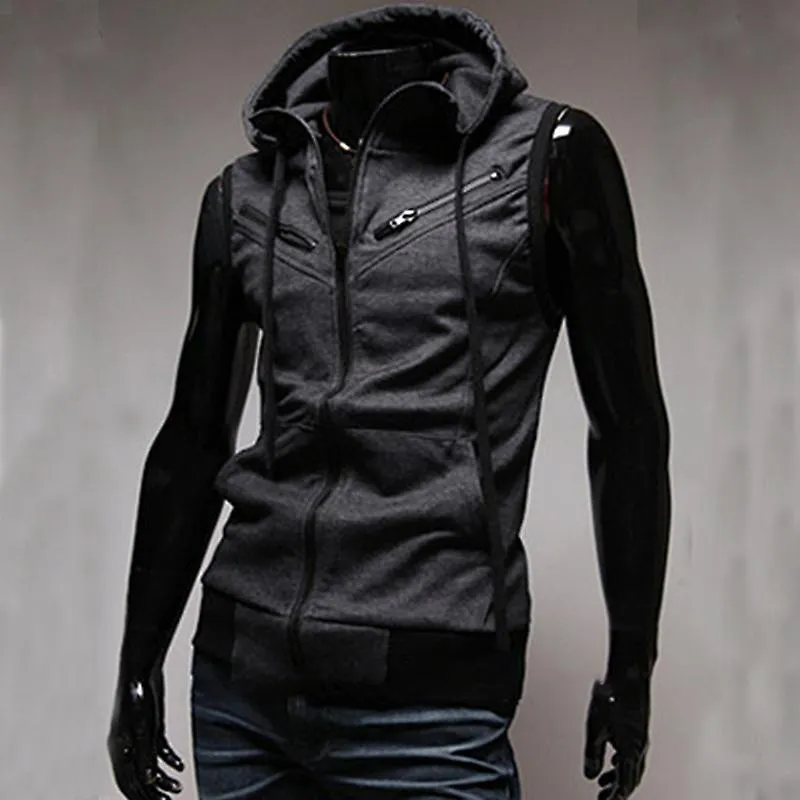 Hombres sin mangas camisetas sin mangas con capucha Zip Up Hoodie Summer Casual Gym Sweatshirt Vest