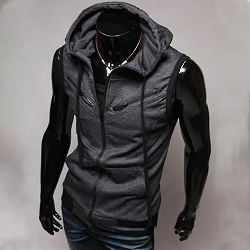 Hombres sin mangas camisetas sin mangas con capucha Zip Up Hoodie Summer Casual Gym Sweatshirt Vest