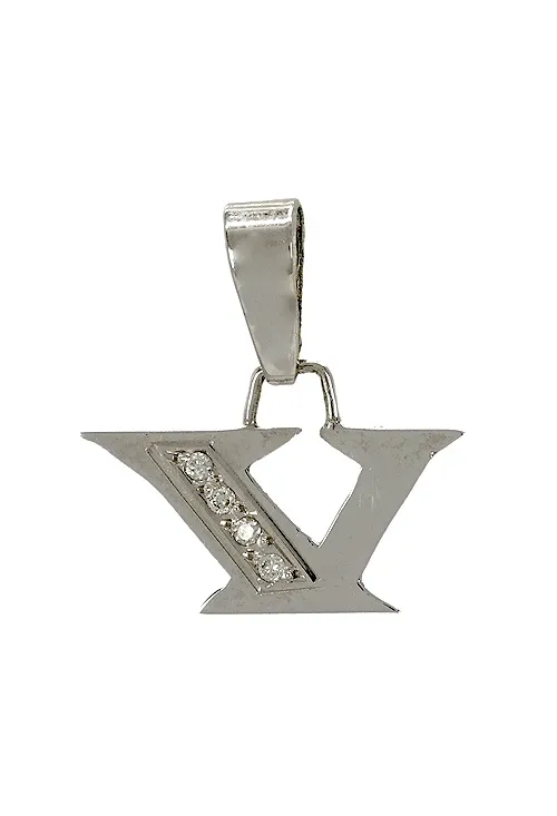 Inicial letra V oro blanco y diamantes 003_B51085896V