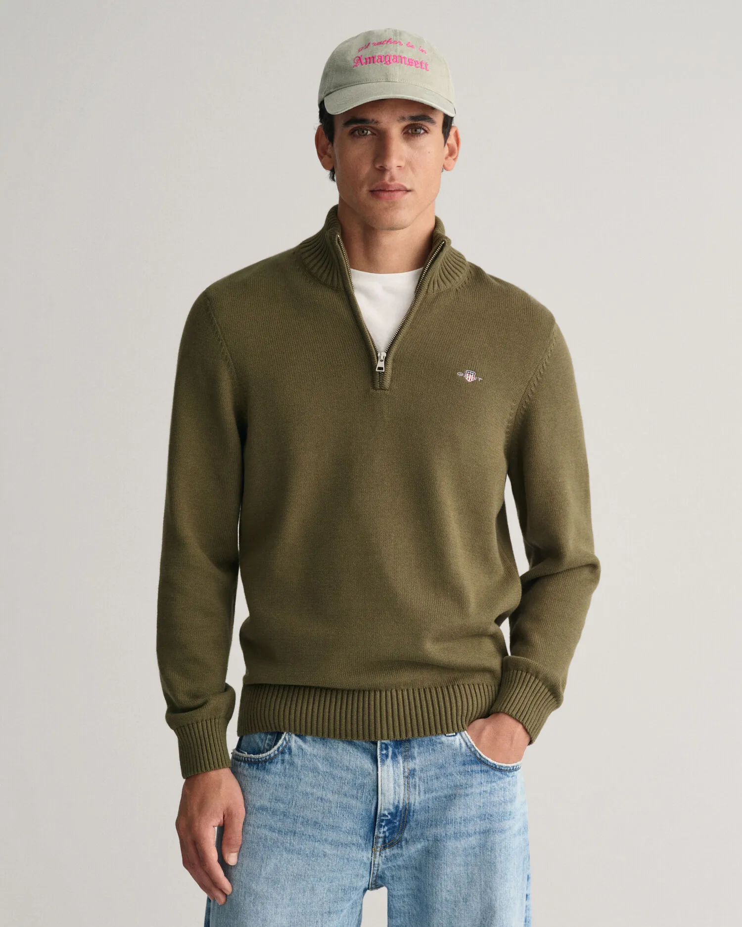 Jersey de algodón con media cremallera Casual