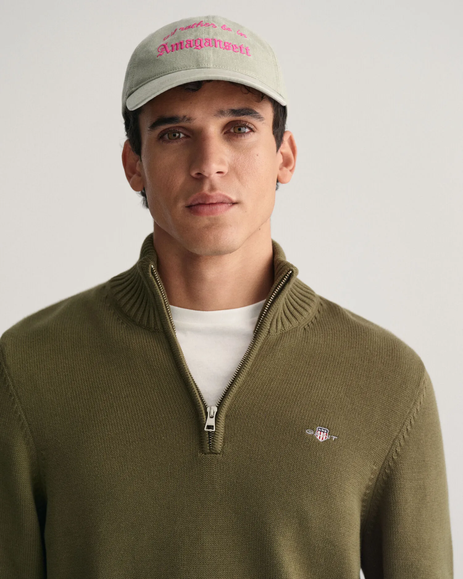Jersey de algodón con media cremallera Casual
