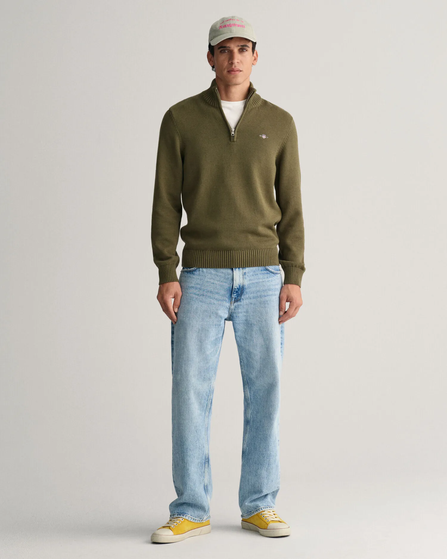 Jersey de algodón con media cremallera Casual