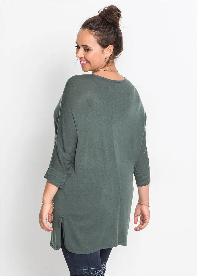 Jersey de punto con mangas 3/4 Verde eucalipto