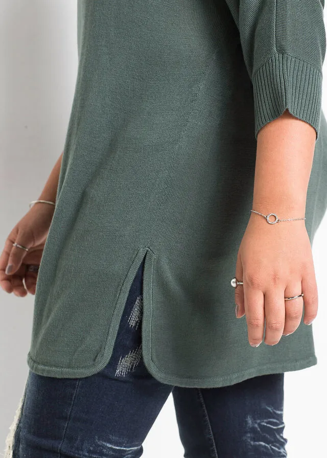 Jersey de punto con mangas 3/4 Verde eucalipto