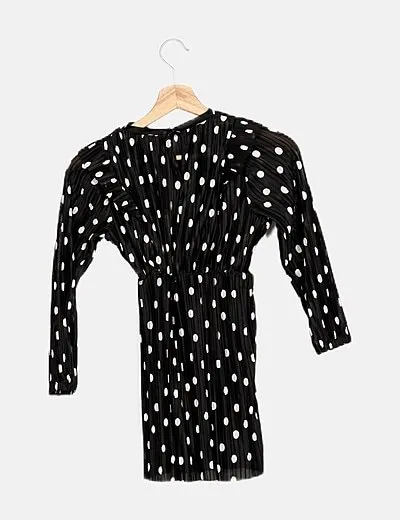 KIDS ONLY Vestido plisado negro motas