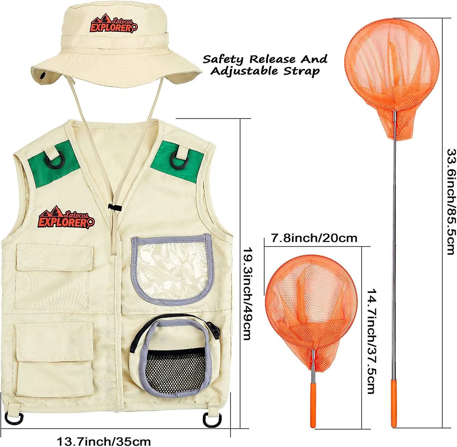 Kit explorador para niños con chaleco Kit de captura de insectos Juego de aventura al aire libre en el patio trasero para niños 