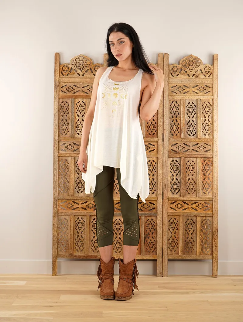 Leggins cortos patchwork con aberturas 