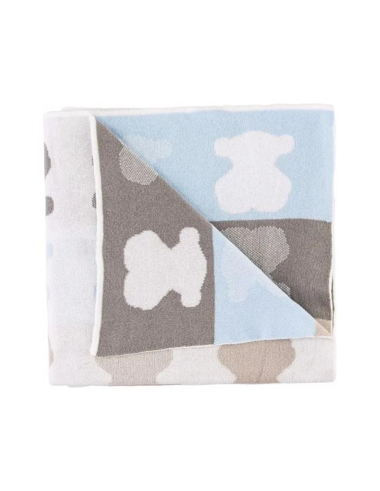 MANTA REVERSIBLE MULTI OSITOS JAQUARD CELESTE TOUS