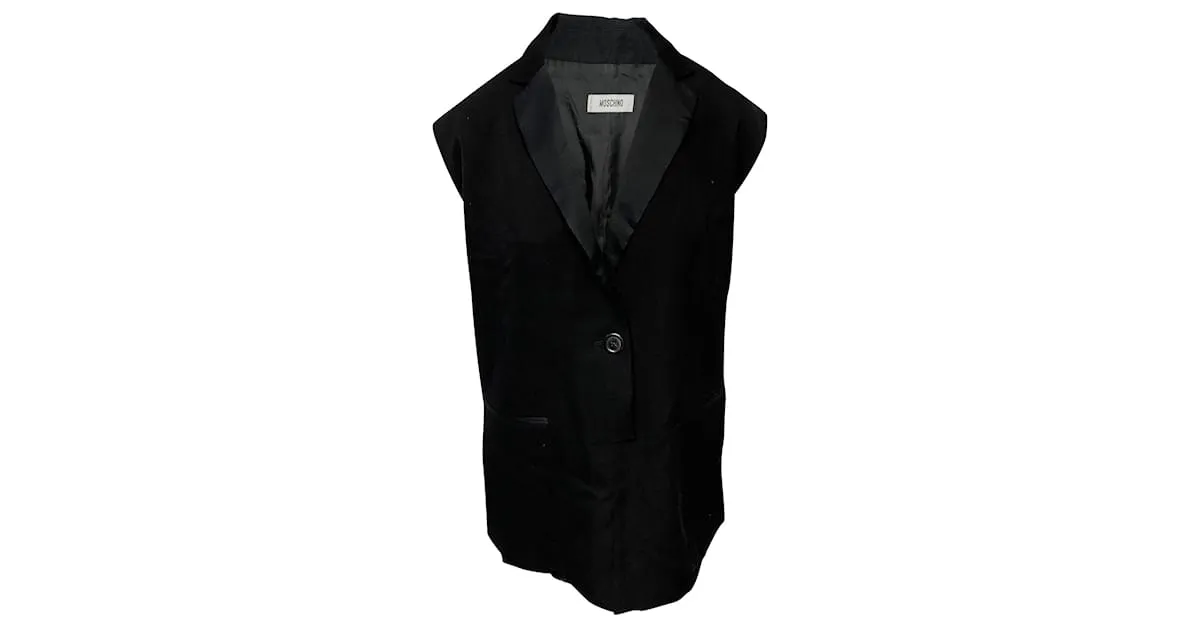 Minivestido sin mangas de terciopelo Moschino en acetato negro 