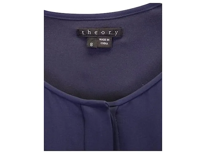 Minivestido Theory sin mangas en seda azul marino 