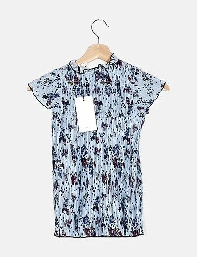 Name it Vestido azul plisado estampado flores