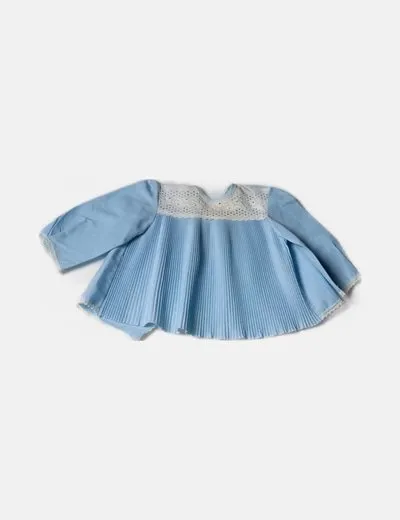 NoName Blusa azul detalle plisado