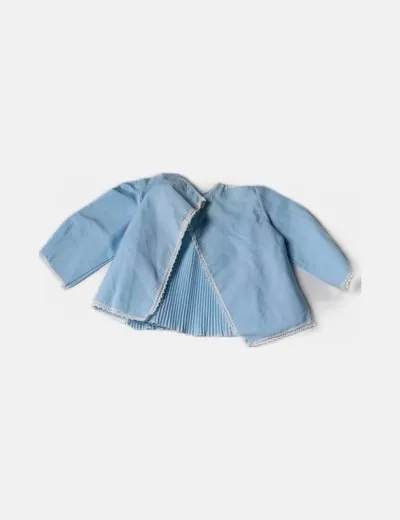 NoName Blusa azul detalle plisado
