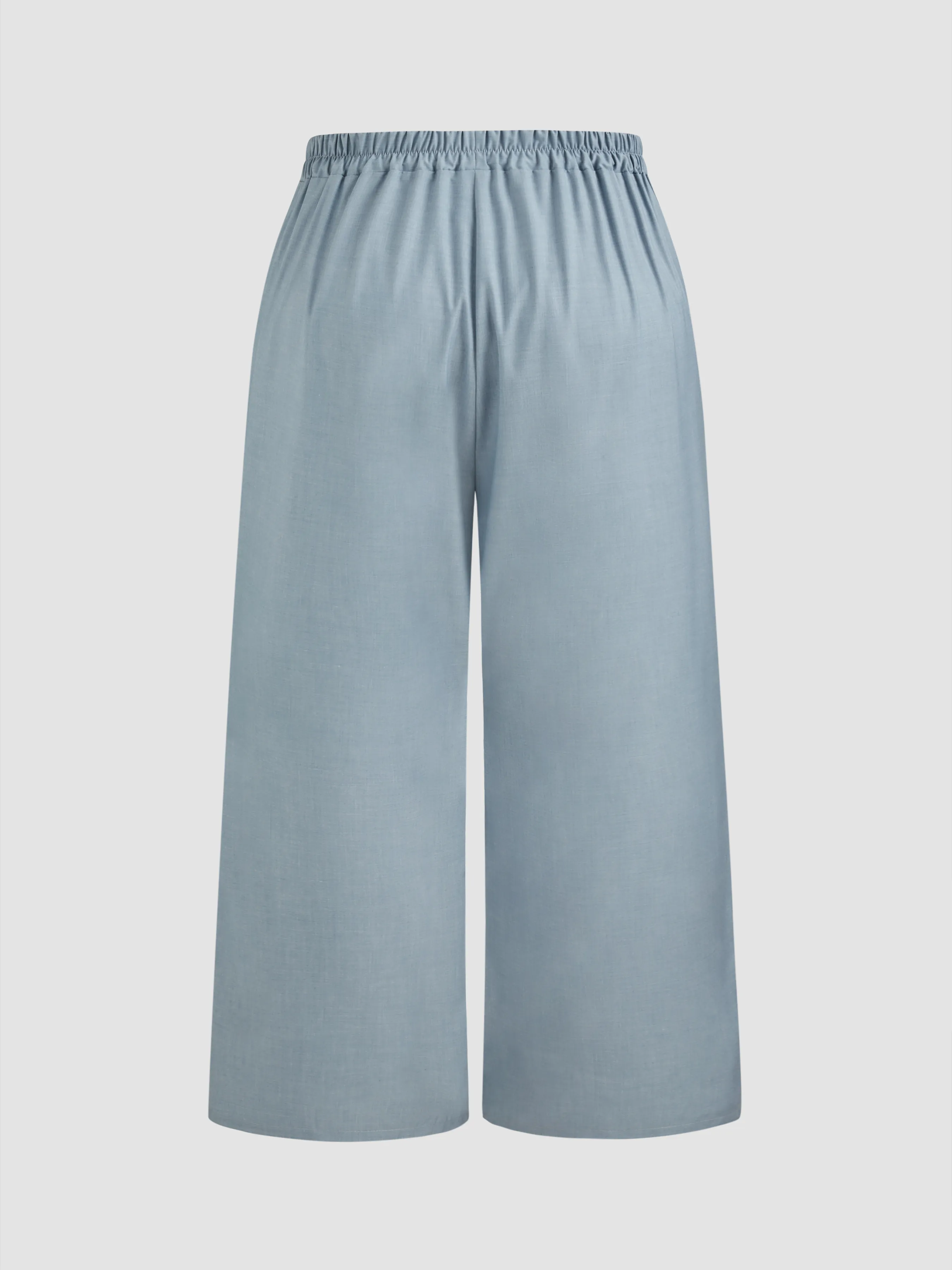 Pantalón Ancho Plisado con Bolsillos de Tiro Medio Curvy