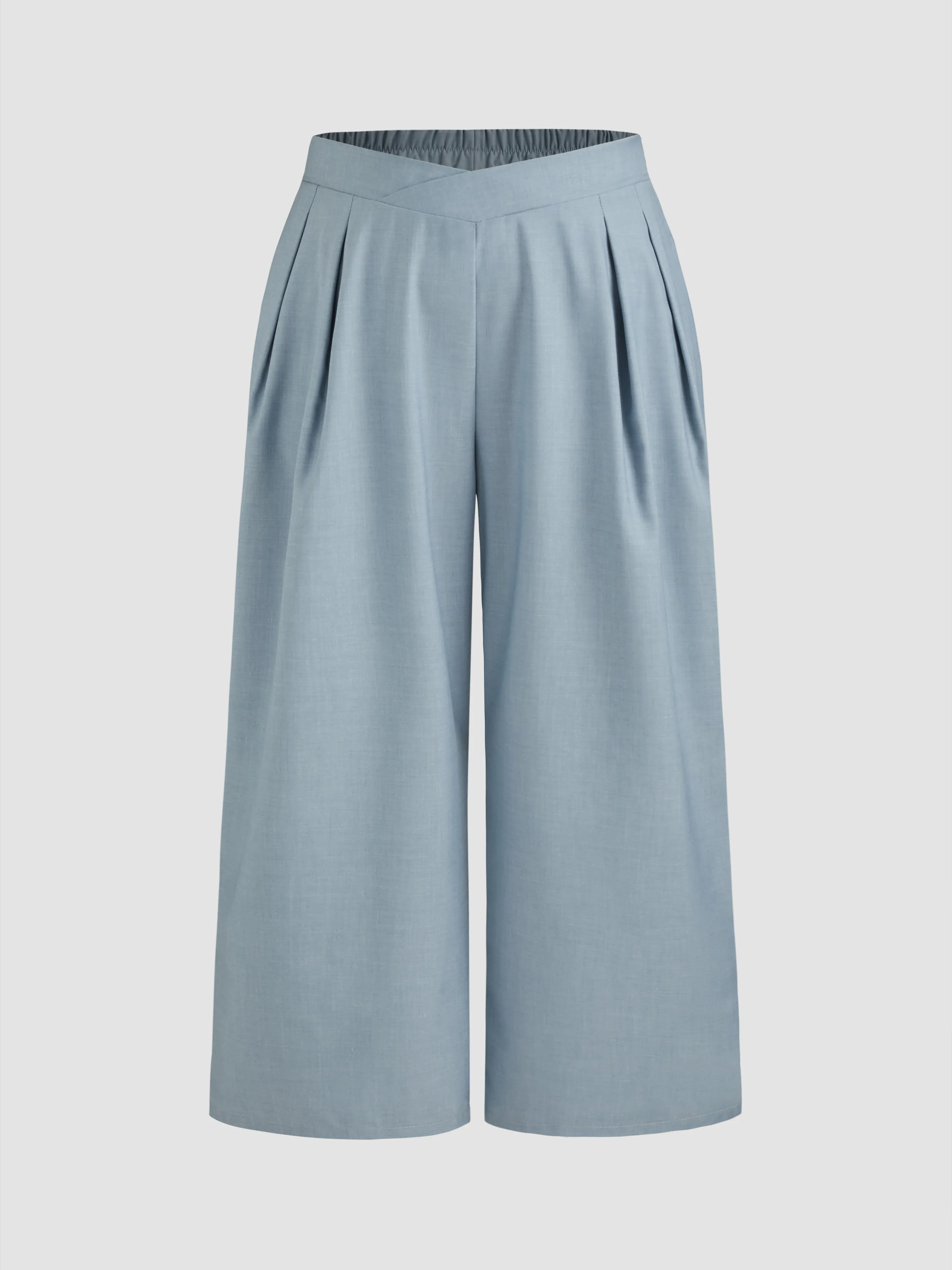 Pantalón Ancho Plisado con Bolsillos de Tiro Medio Curvy