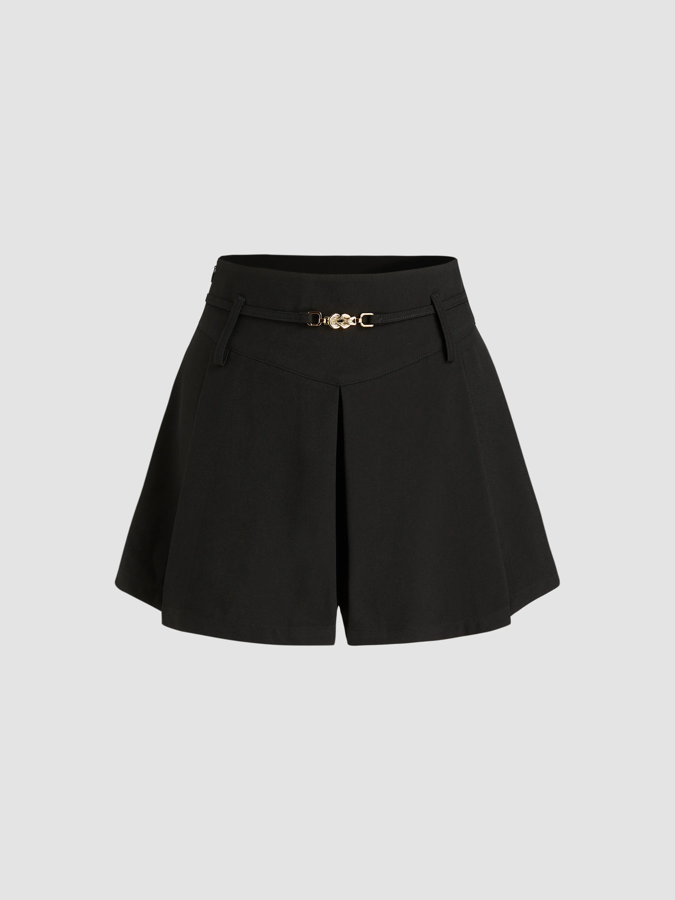  Pantalón Corto Plisado con Cinturón