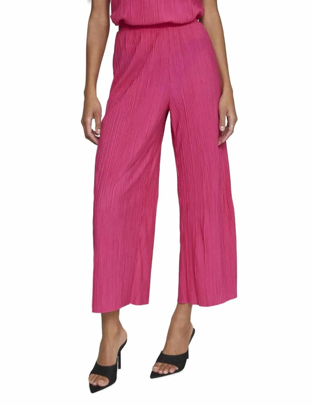 Pantalón Vila Plisa fucsia culotte plisado de mujer