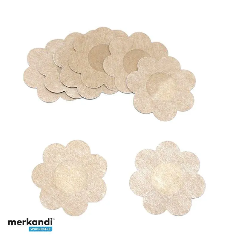 PAQUETE DE 10 PEGATINAS PARA CUBREPEZONES  EMBUDOS FLORALES DE TONO DE PIEL PARA UNA COBERTURA DISCRETA
