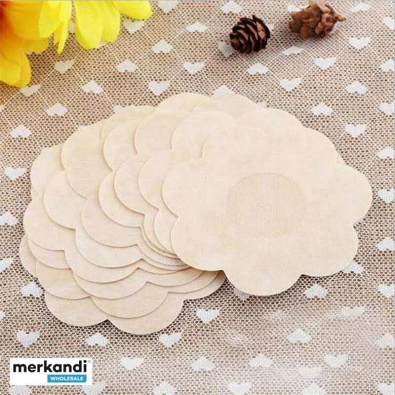 PAQUETE DE 10 PEGATINAS PARA CUBREPEZONES  EMBUDOS FLORALES DE TONO DE PIEL PARA UNA COBERTURA DISCRETA