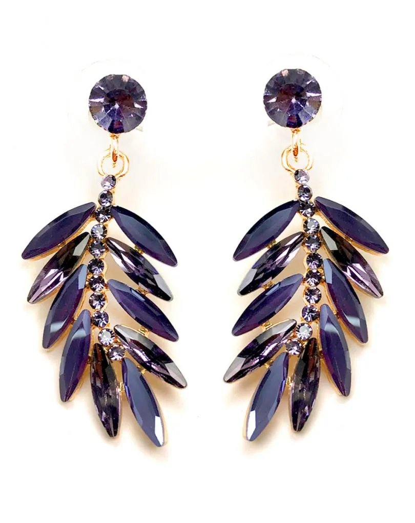 PENDIENTES MORADOS DE BISUTERIA PARA BODAS Y DE FIESTA