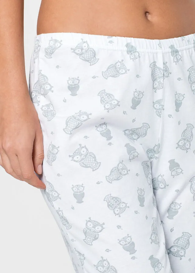PIJAMA CAPRI CON MANGAS CORTAS GRIS PLATEADOBLANCO