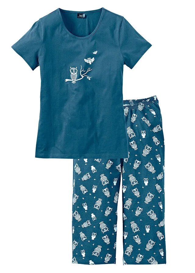 PIJAMA CAPRI CON MANGAS CORTAS PETROLBLANCO