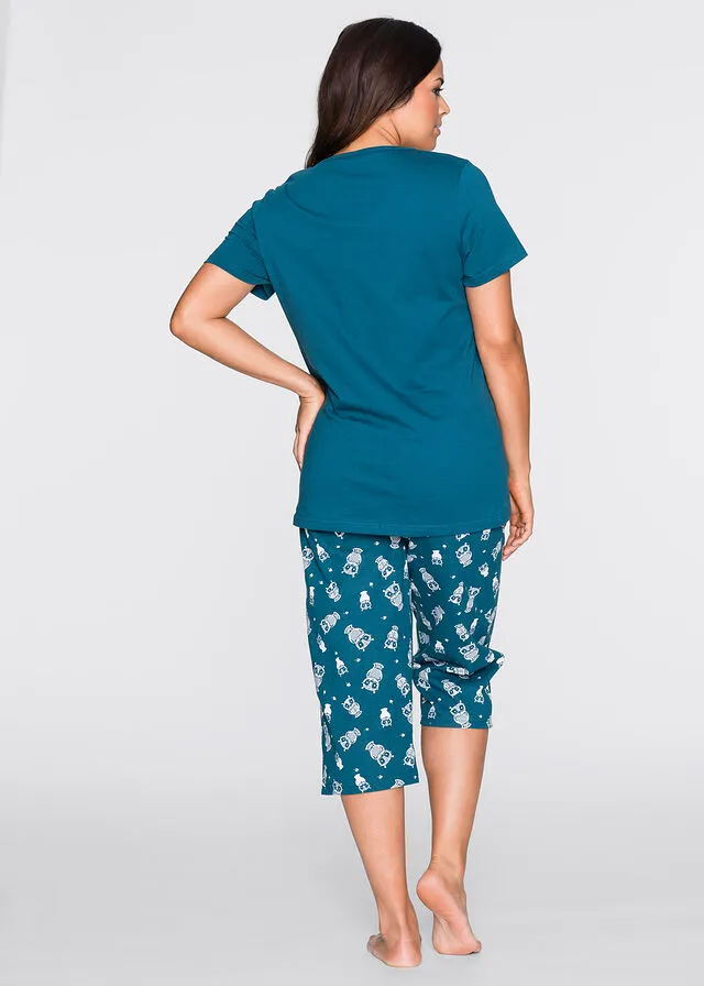PIJAMA CAPRI CON MANGAS CORTAS PETROLBLANCO