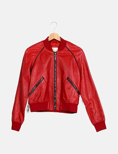 Pinko Chaqueta biker roja piel