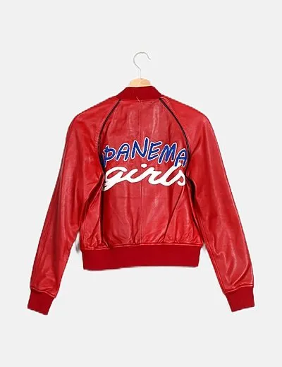 Pinko Chaqueta biker roja piel