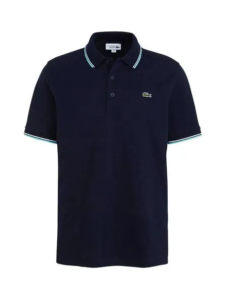 polo lacoste strip azul para hombre