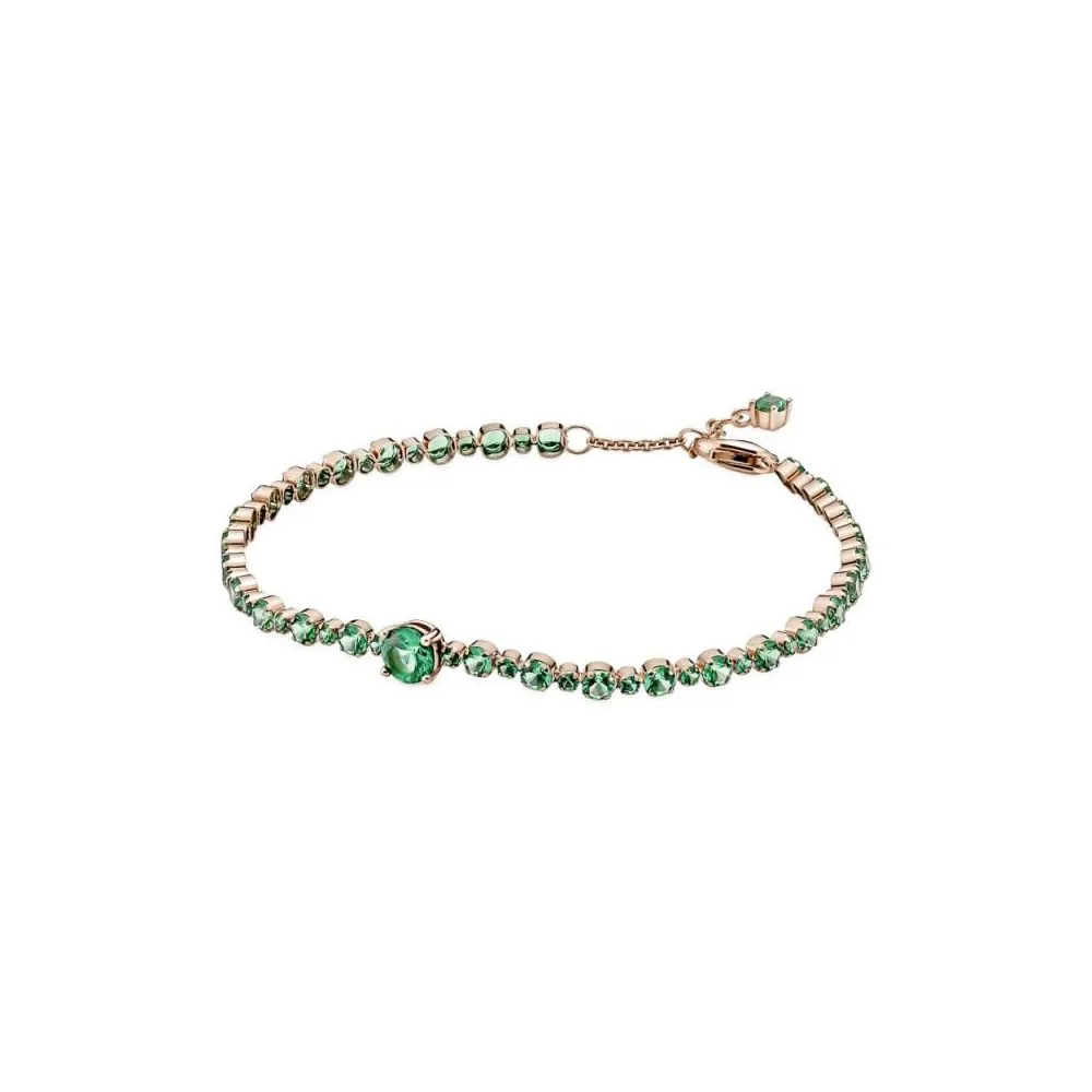 Pulsrea con recubrimiento de oro rosa de 14k Pavé Brillante con cristales verdes