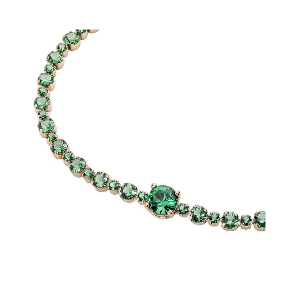 Pulsrea con recubrimiento de oro rosa de 14k Pavé Brillante con cristales verdes