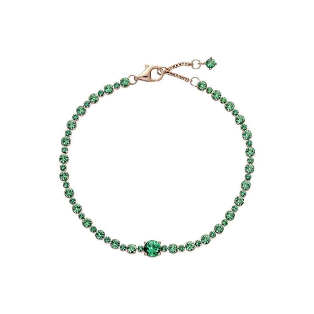 Pulsrea con recubrimiento de oro rosa de 14k Pavé Brillante con cristales verdes