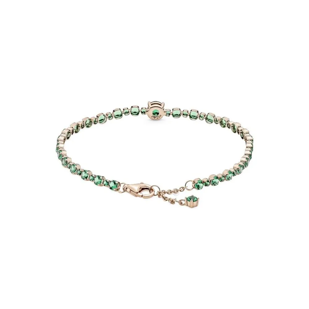 Pulsrea con recubrimiento de oro rosa de 14k Pavé Brillante con cristales verdes