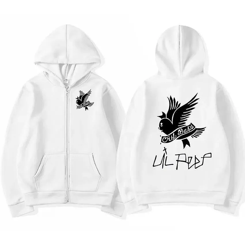 Rapero Lil Peep Pullover Cremallera Sudadera con Capucha Hombre Hip Hop Moda Arriba Sweatshirt_Feb