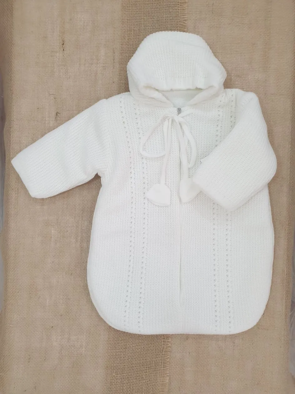 Saco bebé punto con mangas P270001 Blanco roto