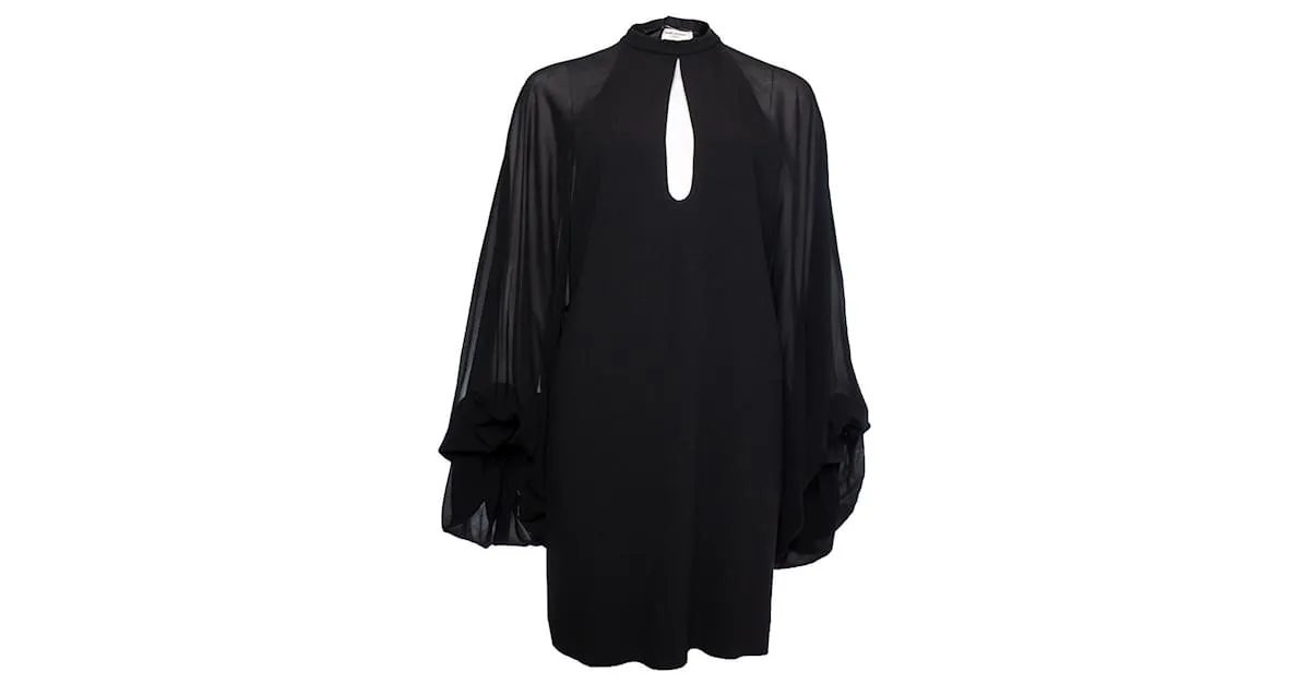 Saint Laurent SAN LORENZO, Vestido negro con mangas abullonadas 