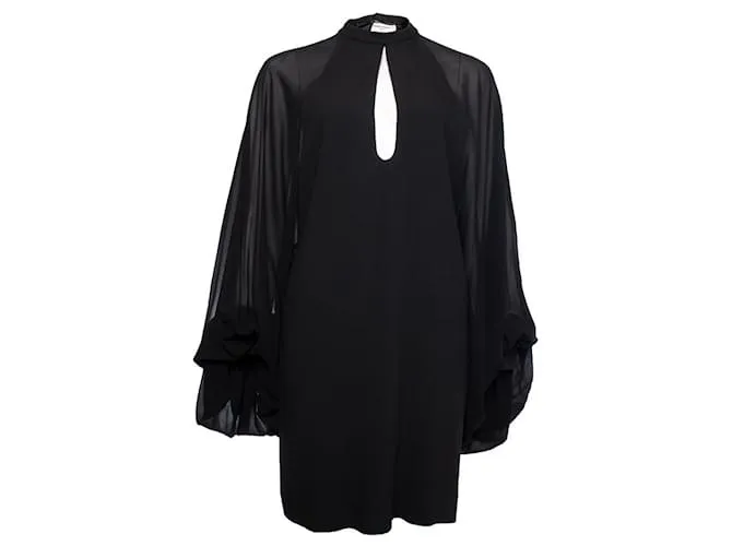 Saint Laurent SAN LORENZO, Vestido negro con mangas abullonadas 