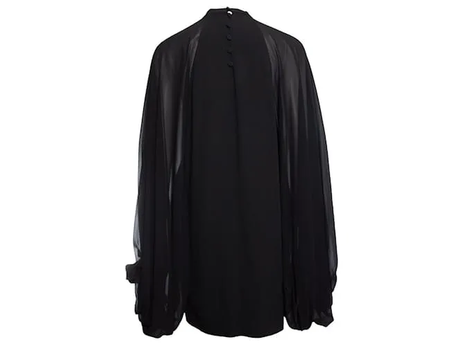 Saint Laurent SAN LORENZO, Vestido negro con mangas abullonadas 