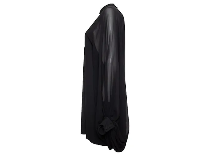 Saint Laurent SAN LORENZO, Vestido negro con mangas abullonadas 